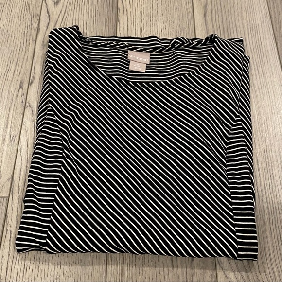 Chico’s Striped Front Pocket Tunic Shirt Women’s 0 (US - S) Stretch 3/4 Sleeves - Picture 11 of 11